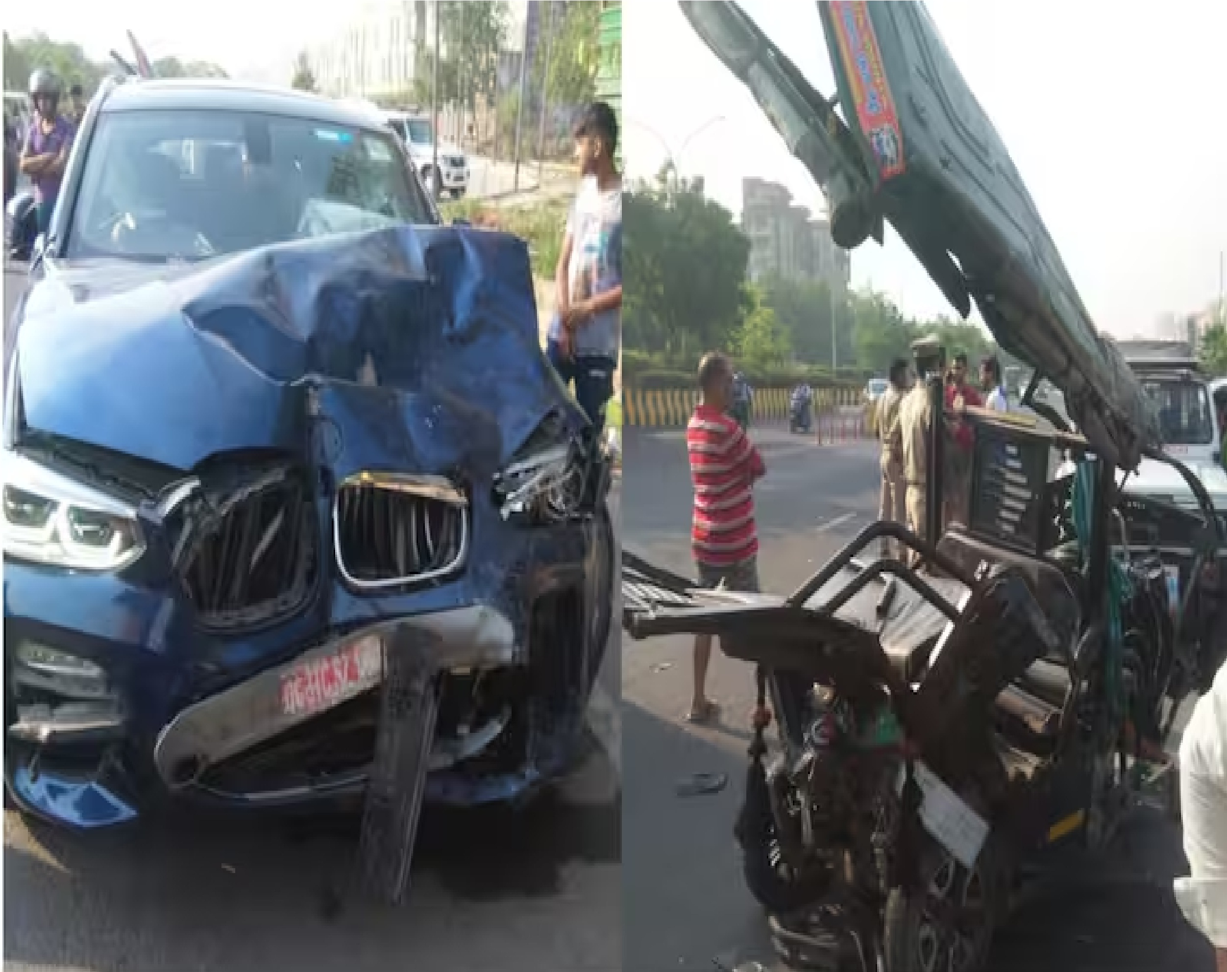 New Delhi: तेज रफ्तार BMW कार ने ई-रिक्शा को मारी टक्कर, हुई दो लोगों की मौत