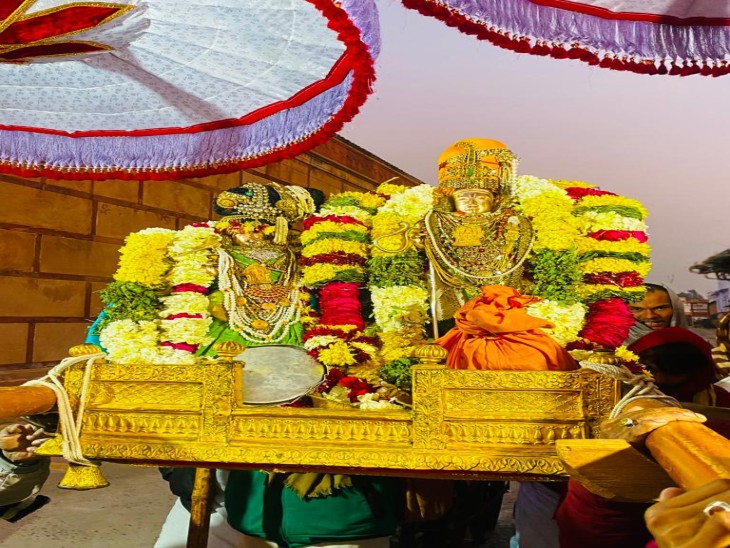 रंगनाथ मंदिर में हुआ माता गोदा का विवाह:5 दिवसीय विवाहोत्सव का समापन हुआ, मंत्रों के बीच हुआ गोदा जी और भगवान रंगनाथ का विवाह