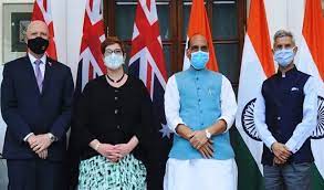 भारत और ऑस्ट्रेलिया ने आरंभिक टू प्लस टू वार्ता की सामरिक संबंधों को मजबूत बनाने पर जोर